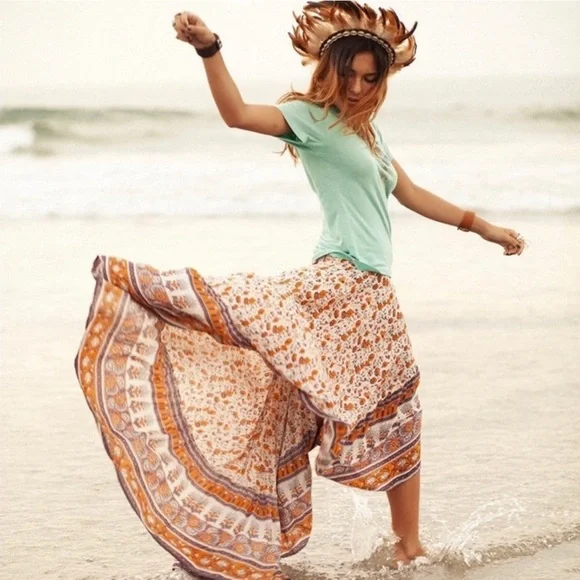 Spell and the Gypsy Castaway Gypsy Love Skirt Orange Blossom Size Small Hi-Low - Picture 8 of 15